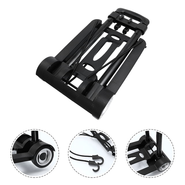 HORIALENCE 1Pc Portable Black Folding Cart Sturdy Iron Pole Small Versatile Outdoor Handcart