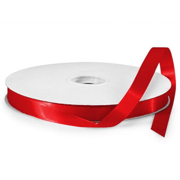 Pack Of 1, Solid Red Double Faced Satin Ribbon 5/8" X 100 Yds 100% Polyester