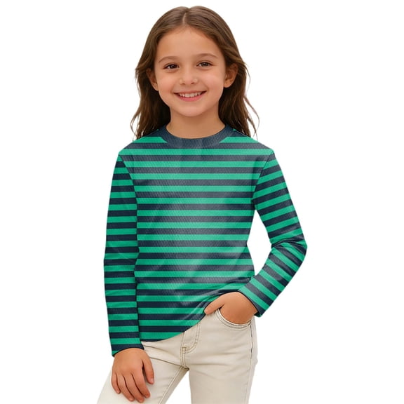 Ruiwill Shirts for Boys Long Sleeve Striped Pullover Fall Crew Neck Casual Boys Tops Tees Size 11-12 Years Dark Green