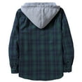 thumbnail image 3 of Classic Plaid Jacket Hoodie, Button Up Flannel Shirt Jackets for Men with Hood, Long Sleeve Hooded Plaid Shackets (Large, Green), 3 of 3