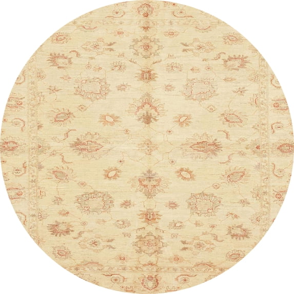 Ahgly Company Indoor Round Abstract Sun Yellow Oriental Area Rugs, 5' Round
