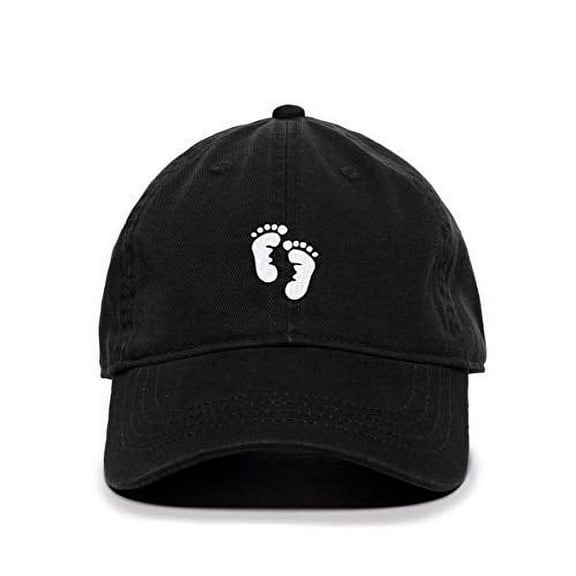 Tech Design Baby Feet Baseball Cap Embroidered Cotton Adjustable Dad Hat Black