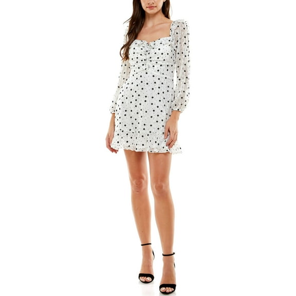 City Studios Womens Juniors’ Printed Textured Dress, Black/13