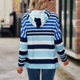 thumbnail image 4 of Sudadera con capucha de manga larga con cordón para mujer, sudadera con capucha a rayas, informal, a la moda, Tops para el trabajo, azul, S, 4 of 7