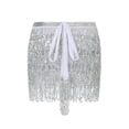 thumbnail image 5 of Dewadbow Women Sequin Fringe Skirts Belly Dance Sparkly Tassel Tutu Skirt, 5 of 6