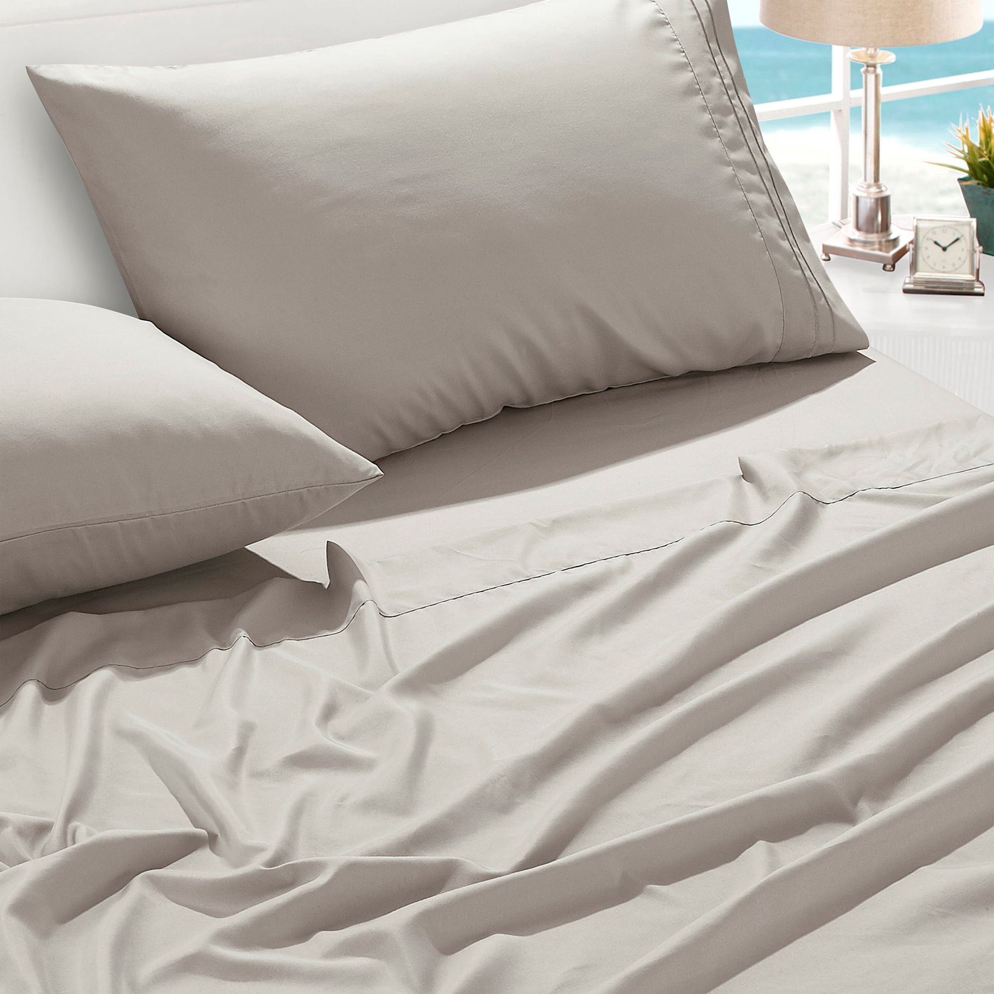 4-Piece Set Bed Sheets, Bedding with Fitted Sheet, Flat Sheet & Pillowcases