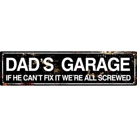 Retro Tin Metal Sign Dad'S Garage Statement Farmhouse Bathroom Wall Decor for Home Vintage Bar or Dorm Unique Gift Idea for Friends 4x16 in