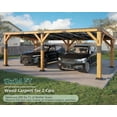 thumbnail image 3 of Jocisland 12x24x8.2 FT Cedar Wood Carport for 2 Cars, Heavy Duty Canopy Carport with Sloped Galvanized Steel Roof for All Weather, 3 of 9