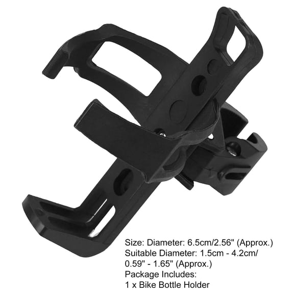 MELIVO Bike Water Bottle Holder No Screws, Adjustable Bicycle Water Bottle Rack Cage 360 Degree Rotating for MTB Stroller Motorcycle Black