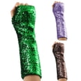 thumbnail image 5 of Moocorvic Long Fingerless Sequins Gloves for Women, Arm Sleeves Party Costumes,Green, 5 of 5