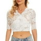 thumbnail image 2 of Blusa de manga larga,Blusa de encaje calado para mujer, de manga larga, corte ajustado, de imitación de tela, para uso informal en casa, sopatenor, 2 of 6