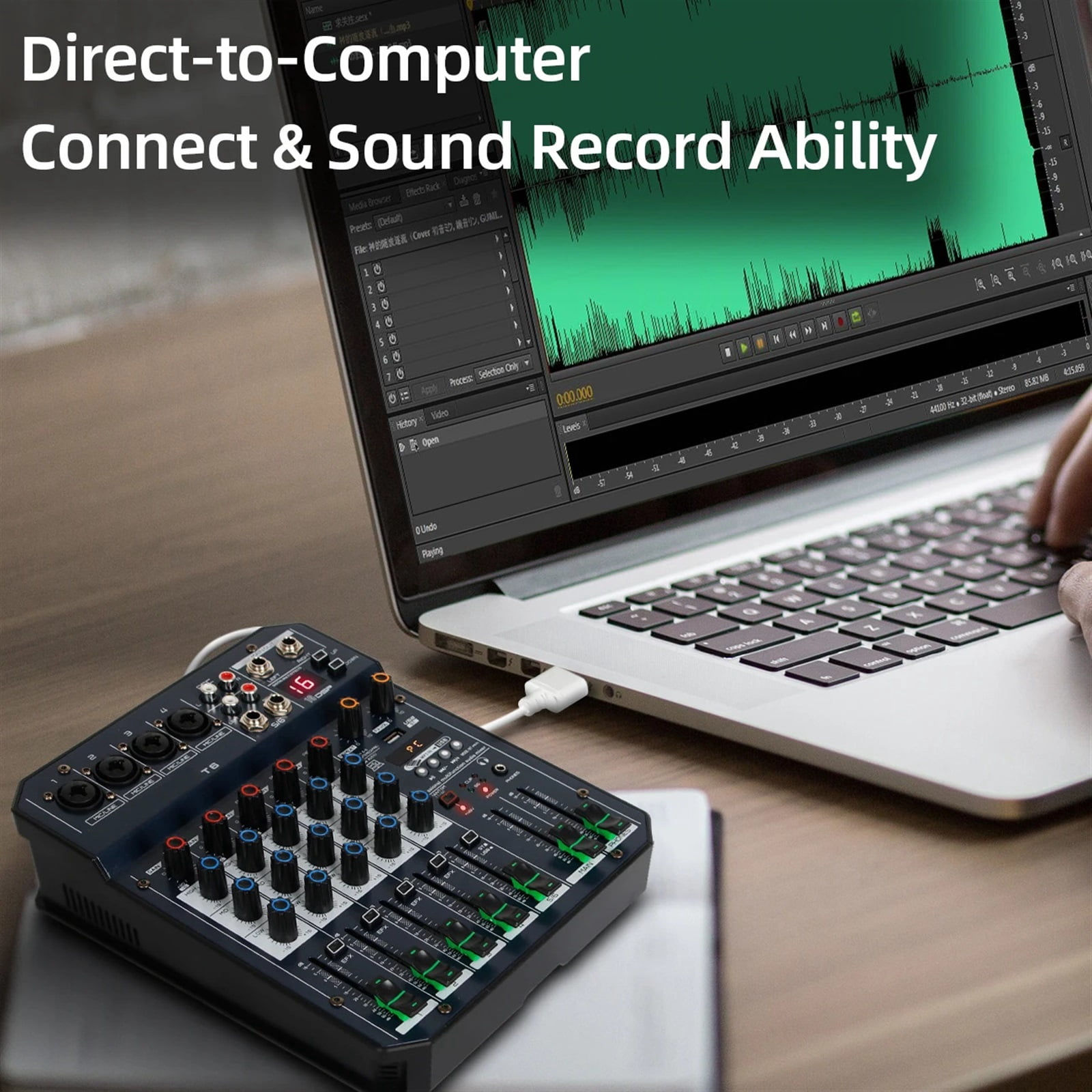 Sound Table T6 Au-dio Mixer 6-Channel Sound Card Processor 16DSP Sound Controller Interface for PC Recording Streaming