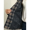 thumbnail image 5 of DARING DIVA Women's Boyfriend Notched Lapel One Button Blazer Suit Plaid Blazer Jacket L Dark Blue, 5 of 6