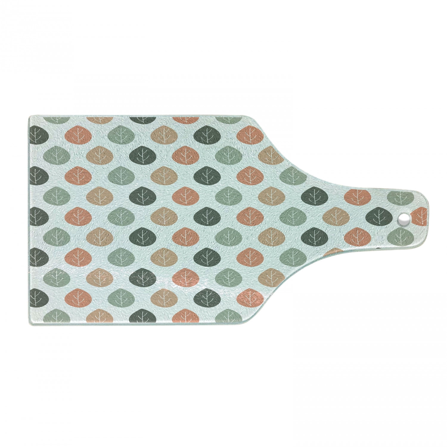 Salmon Tempered Glass Cutting Board with Autumnal Leaves Pattern