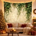 thumbnail image 3 of Green Ivy with Red Berries Over Weathered Stone Wall, Serene Rustic for Nature Lovers, Botanical Wall Art, Housewarming Gift, Tapestry Wall Hanging for Living Room and Bedroom, 3 of 7
