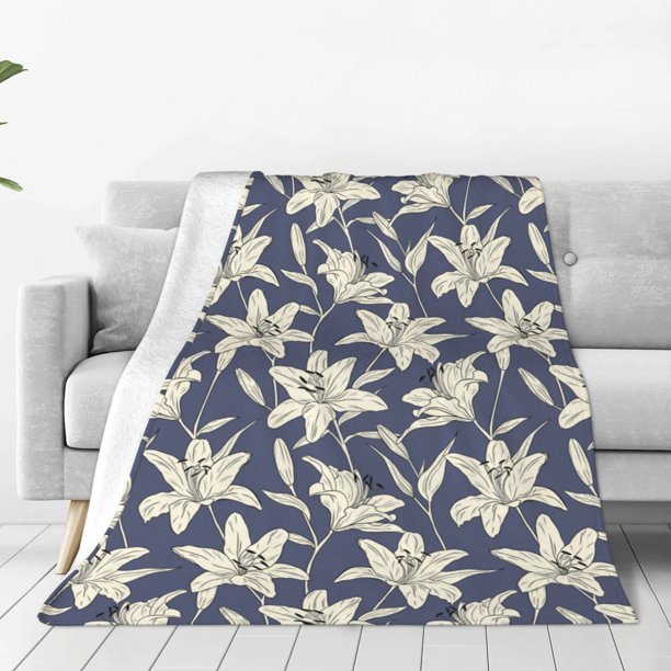 Balery Lilies Flowers Manta de Felpa Suave y Acogedora – Cobija de Franela Aterciopelada para Cama, Lavable y Cálida para Sofá, Mascotas, Transpirable-80"x60"