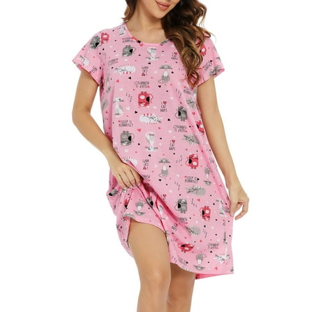 

Short Sleeve Printed Nightgown Summer Casual Fashion Loose Dress Female Trendy Holiday Club Clothing Dailywear Streetwear