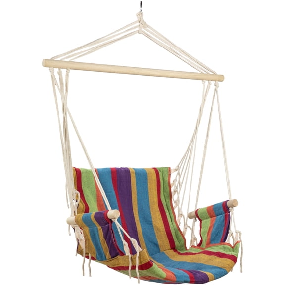 Northlight Striped Hammock Chair with Armrests -37" x 35.25 - Multi-Color