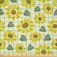 thumbnail image 2 of Ambesonne Flora Fabric by the Yard Microfiber, Digital Sunflower With Leaves, 5 Yards, Cream Slate Brown and Orange, 2 of 2
