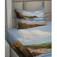 thumbnail image 2 of Ambesonne Ocean Fitted & Top Sheet Set with Sham, Sea Coast by Beach Rock, Blue Brown White, 2 of 4