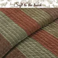 thumbnail image 4 of Cozy Line Home Fashions Cozy Line Rhett Brown Green Stripe Reversible Quilt Bedding Set King, 4 of 7