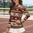 thumbnail image 3 of Yuyamidu Southwest Aztec Horse Long Sleeve Golf Shirt for Women Red Tennis Tops Running Shirt with Collar Sports Athletic T-Shirt Shirts Size S, 3 of 8