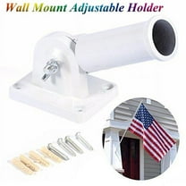 EECOO Wall Mount Adjustable Holder Bracket White Metal Flag Pole Windsock Base With Screws Wall Mounted Flag Holder