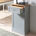 Freestanding Tilt-Out Trash Cabinet With Cutting Board - White Kitchen Garbage Station With Hidden Storage