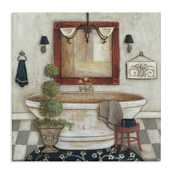 Stupell Industries Shabby Chic Chic Bathroom Interior Traditional Home Charm Canvas Art, 17 x 17, by R. Rig