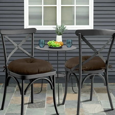 

Bistro 15 x 15 x 5 Patio Chair Tufted Cushion With Ties Chocolate 2 Pack