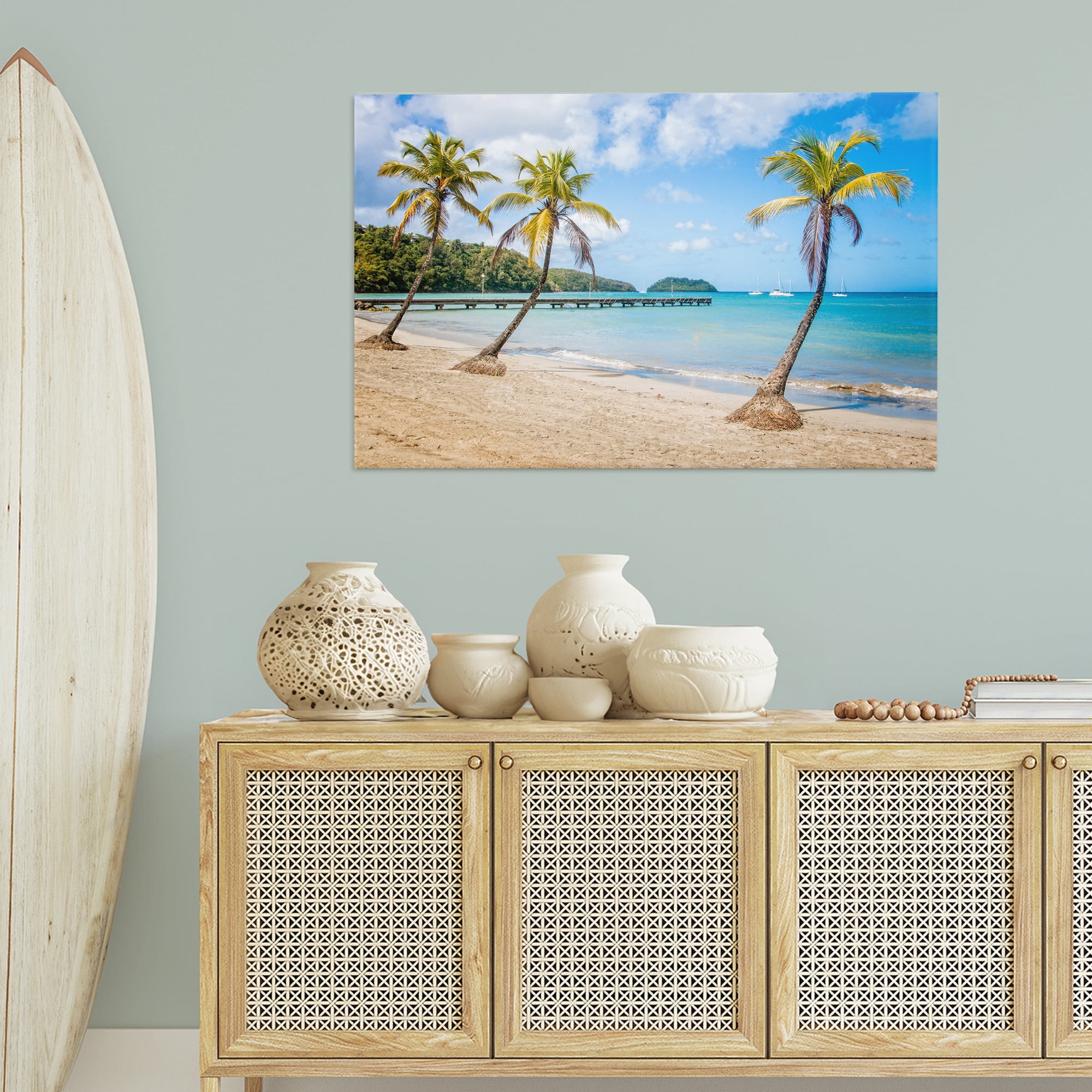 Stupell Industries Tropical Palm Tree Trio Nautical & Beach Photography Wrapped Canvas Art Print Wall Art, 45 x 30
