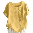 thumbnail image 1 of Timegard Hauts Grande Taille pour Femmes Col Rond Manches Courtes Bouton Blouse Légère Décontractée Ample, 1 of 5