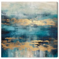 Mermaid Lagoon Canvas Colorful Abstract Wall Art by Art Remedy, Gallery Wrapped, 16" x 16"