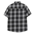 thumbnail image 3 of Inglocry Men's Casual Checkered Relaxed Fit Button Up Short Sleeve Work Shirt Plaid Hawaiian Shirt For Men Black L, 3 of 4