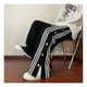 thumbnail image 4 of Pantalones con botones laterales para hombre Pantalones con botones a presión divididos a rayas sueltos informales de moda para otoño Negro XL, 4 of 8