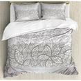thumbnail image 3 of Grey Duvet Cover Set Twin Size, Lace Inspired Flower Motifs Bridal Composition Stylized Leaves Wedding Theme, Decorative 2 Piece Bedding Set with 1 Pillow Sham, Gray Pale Grey White, by Ambesonne, 3 of 3
