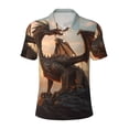 thumbnail image 2 of Daiia Sky Sunset Bronze Dragon Pattern Men’s Polo Shirts,Solid Deck Shirt,Classic Fit, Breathable Cotton Polo for Casual and Sport Wear-Medium, 2 of 7