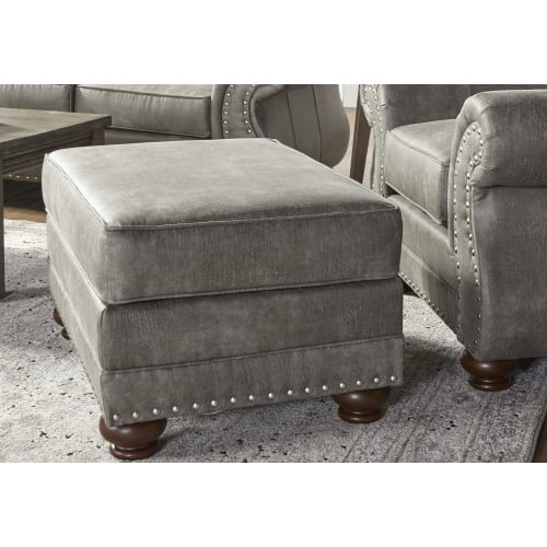 Nmkwnr Faux Leather Upholstered Ottoman for Living Room, Bedroom, Office, Gray