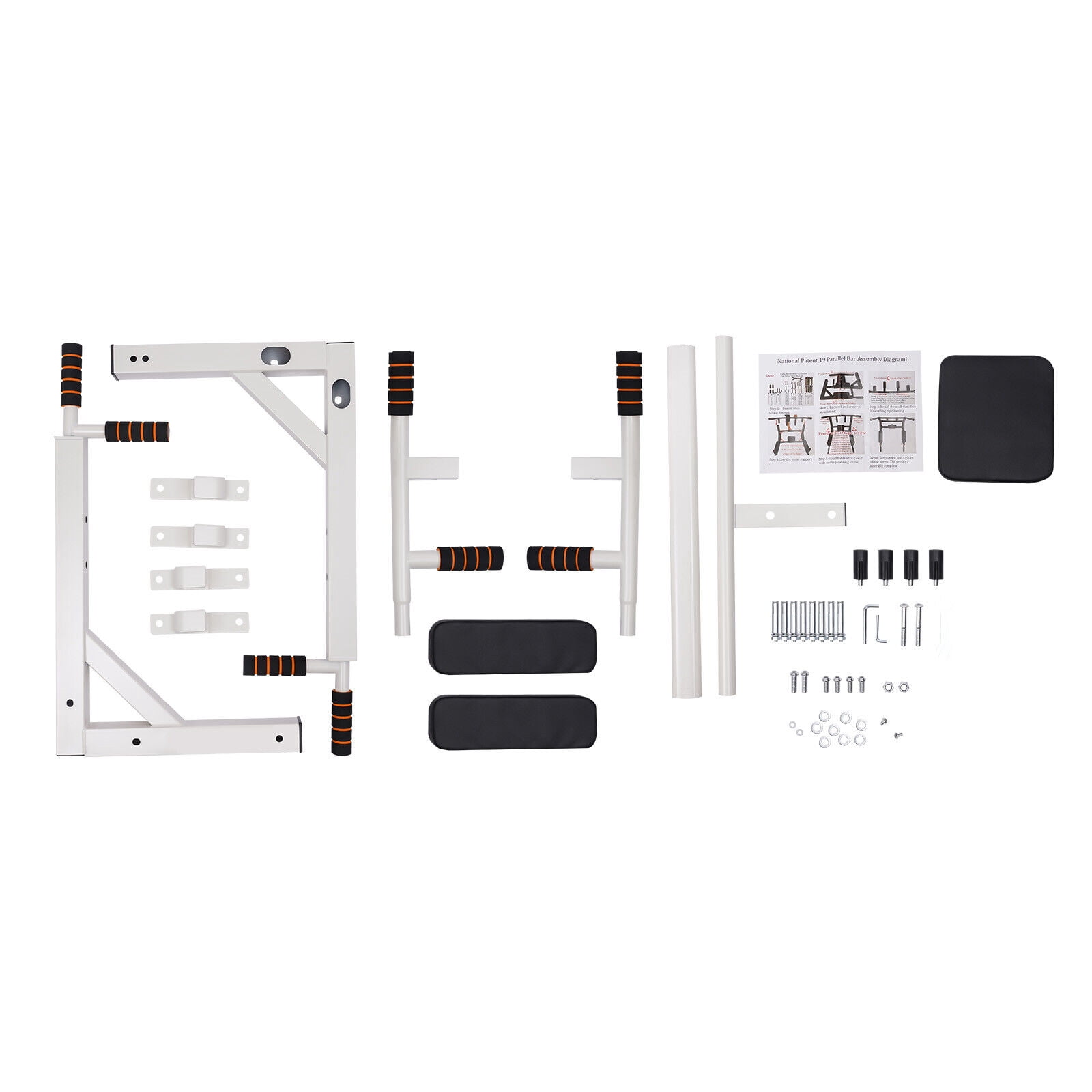 Chin up Bar Power Pull up Wall Mounted Home Gym Fitness Dip Station Equipment White