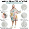 thumbnail image 5 of Wearable Oversized Blanket,Pioneer Flower Floral Print Pattern Wearable Blanket Hoodie for Adults,Cozy Hooded Blankets with Super Pockets,Super Warm Fuzzy Pullover for Women & Men, 5 of 6