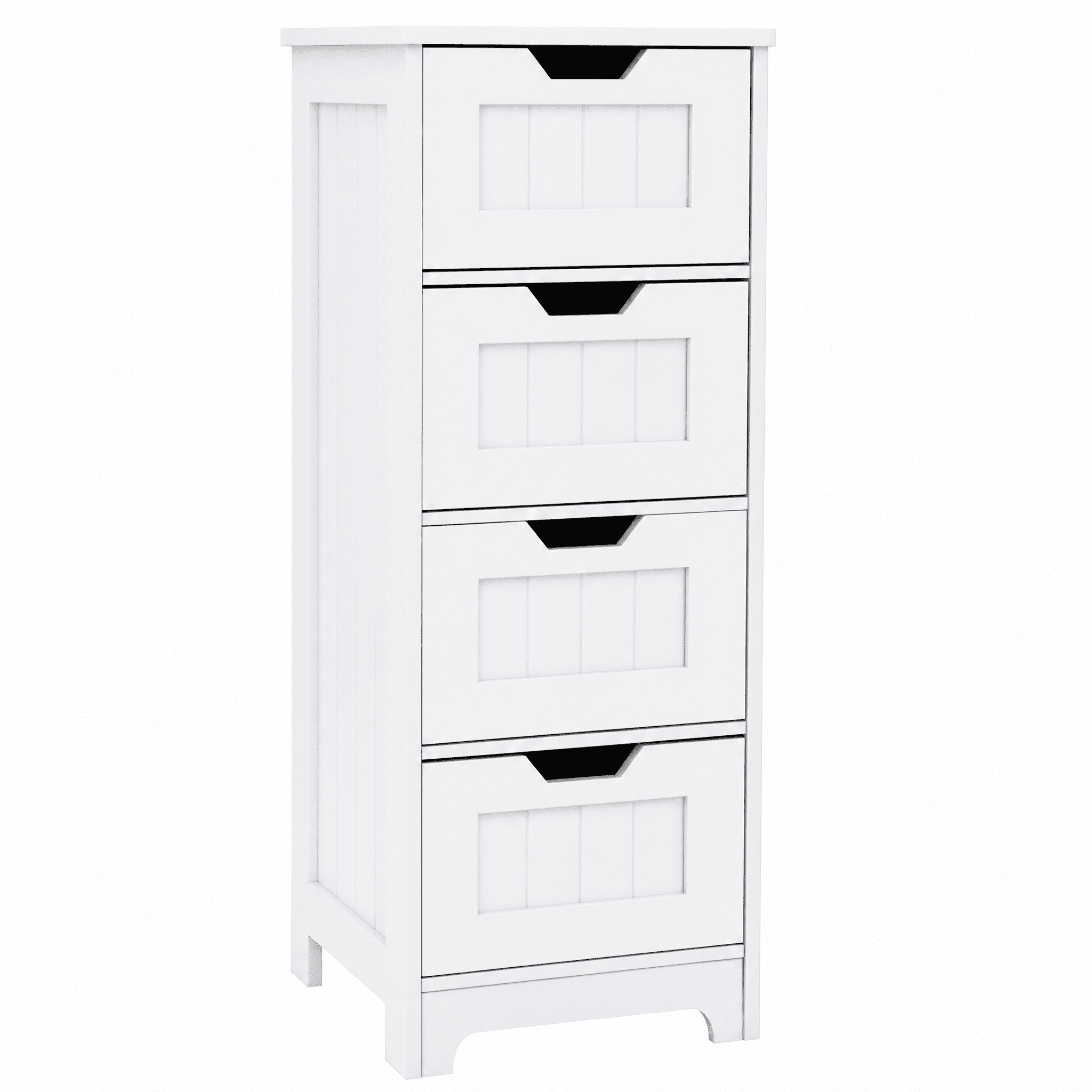 White Bathroom Storage Cabinet with 4 Deep Drawers, E1 MDF Construction, UV Scratch-Resistant Finish, Versatile Floor Cabinet for Bathroom Living Room