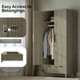 thumbnail image 4 of Ktaxon Fluted Wardrobe Closet Armoire with Hanging Rod, Modern Drawer & Shelf – Elegant Gray Finish Closet with Wood Handles, Farmhouse to Mid-Century Style, 4 of 10