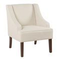 thumbnail image 2 of Fabric Upholstered Wooden Accent Chair with Swooping Armrests, Cream and Brown, 2 of 3