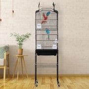 BestPet Large 64 in Metal Flight Cage with Rolling Stand, Black