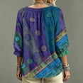 thumbnail image 5 of Women's 3/4 Length Sleeve Boho Tops Lace Up Blouse Women's V-Neck Abstract Geometric Print Loose Fit Work Blouses, 5 of 5