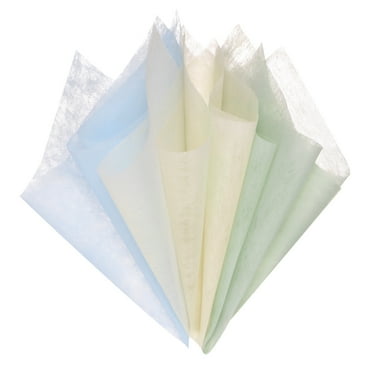 144 Pack Korean Cotton Wrapping Flower Paper - Floral Wrapping Paper (11.8x11.8inches, Green Beige Blue)