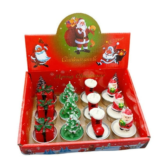 Christmas Candle Gift Set 12-Piece Eco-friendly Smoke-free Paraffin Candles Christmas-themed Candles for Winter Home Decoration and Gifting, Version C
