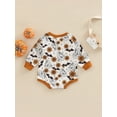 thumbnail image 4 of Gureui Toddler Infant Baby Boys Girls Halloween Romper, Casual Ghost Printed Round Neck Long Sleeve Short Jumpsuit, 4 of 7