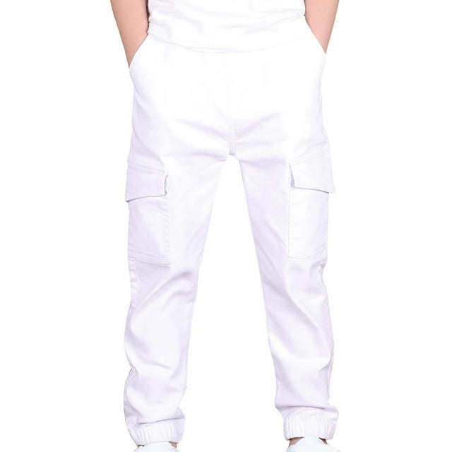 AherBiu Pantalon Cargo pour Garçons Adolescents Mode Urbaine Taille Haute à Bas Resserré Pantalons Cargo avec Poches