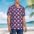 thumbnail image 3 of Pofeuu Skull Flower Print Hawaiian Shirt for Men Sleeves Casual Button Down Summer Beach Dress Shirts T-Shirts,3X-Large, 3 of 7